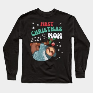 first christmas as a mom cute baby announcement design Long Sleeve T-Shirt